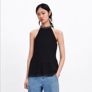 Zara beaded blouse - Black - Medium M